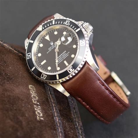 rolex brown leather band|leather bands for rolex watches.